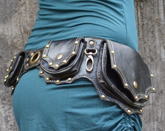 Leather Hip Belt Bag | Festival Pocket Belt | Party Utility Belt | Handmade Fanny Pack | Steampunk | Biker | OFFRANDES