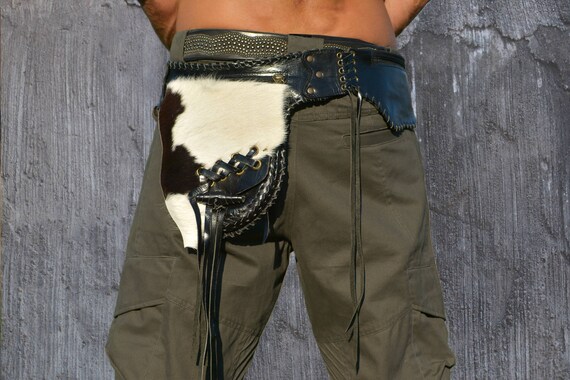 Leather Utility Belt Handmade Hip Belt Festival Belt Bag Pocket