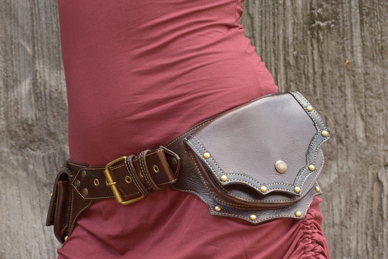 Leather Utility Belt Festival Pocket Belt Travel Hip Belt - Etsy