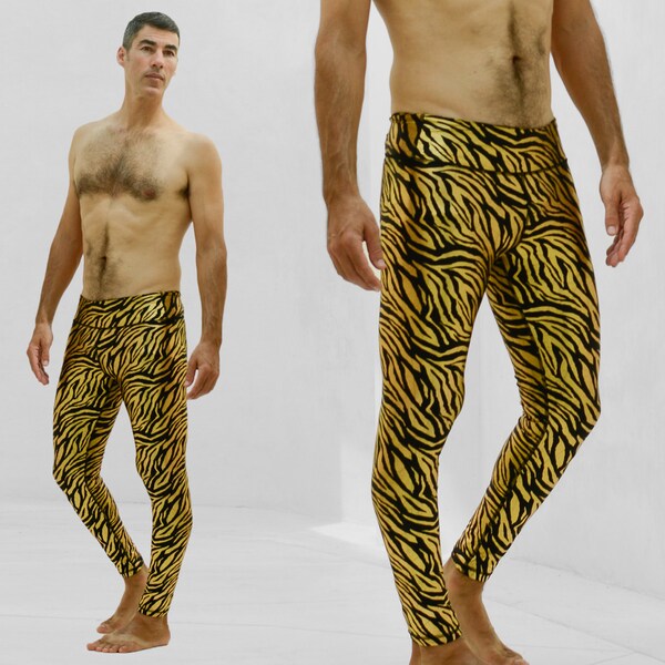 Gold Zebra Leggings | Unisex Party Pants | Rave Tights | Burning Man Festival Clothing | Playa wear | Animal print | OFFRANDES