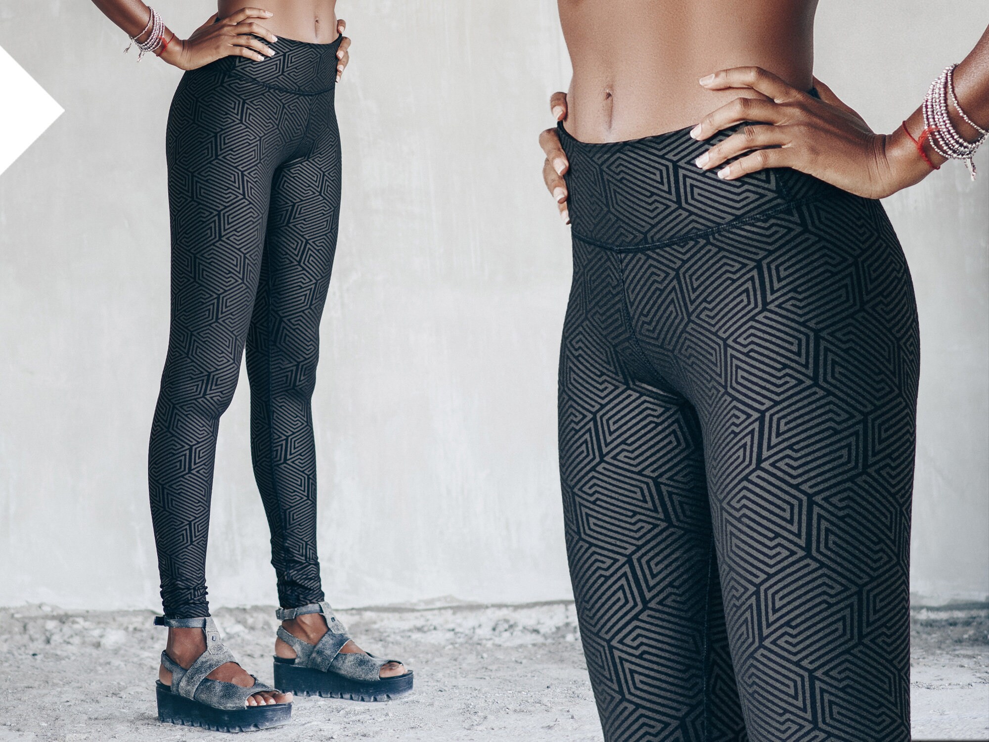 Black Printed Leggings Thick and 