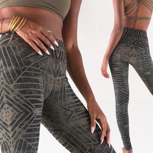 Printed Leggings | Organic Cotton Yoga pants | Alternative Burner Clothing | Edgy Steampunk Festival Tights | Activewear | OFFRANDES