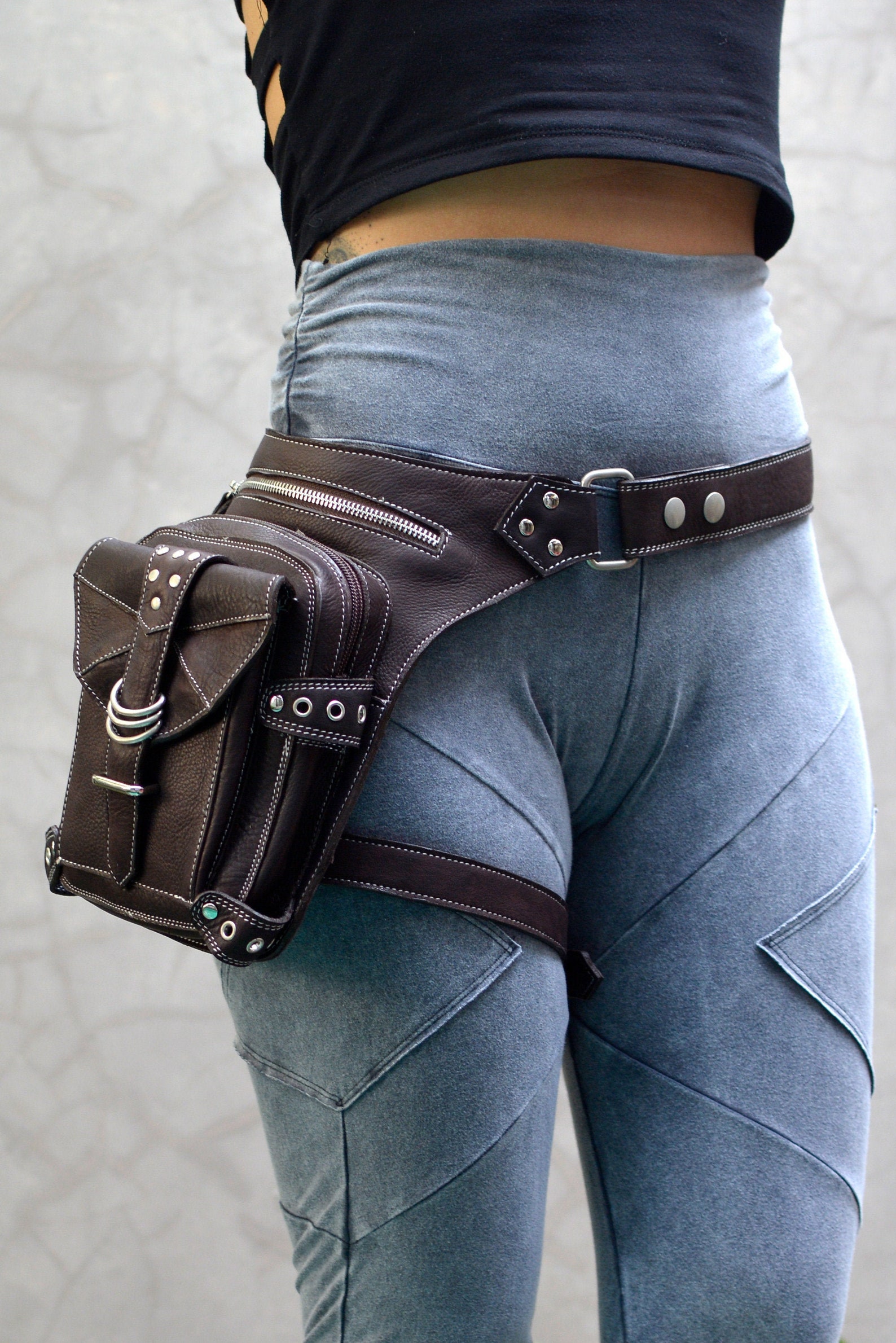 Leather Utility Belt Leg Strap Festival Hip Belt Travel Etsy