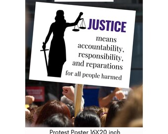 Pro-Democracy Protest Poster: Justice Truth Accountability Reparations (Instant Download PNG 16x20 inch)