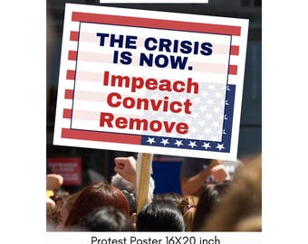 Anti-Trump Protest Poster: Upside Down US Flag Crisis Impeach (Instant Digital Download 16x20 PNG)
