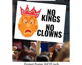 Anti-Trump Protest Poster: No Kings, No Clowns (Digital Download PNG 16x20")