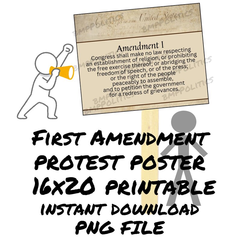 No Kings First Amendment Poster: Freedom of Speech, Bill of Rights (PNG ...