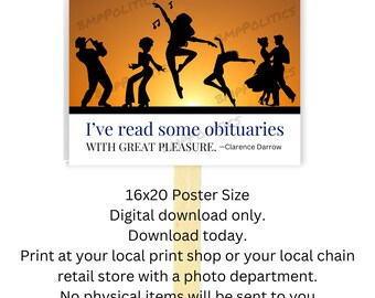 Clarence Darrow Obituary Quote Protest Poster: No Kings Sign (16x20 Digital Download)