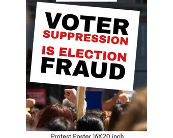 America 250 Protest Poster: Voter Suppression is Election Fraud (Digital Download 16x20 PNG)