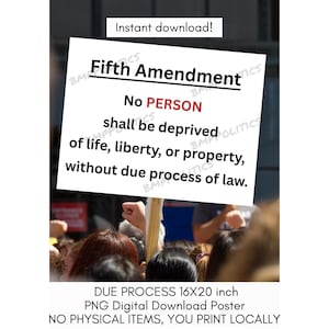 Due Process Fifth Amendment Protest Poster: Anti-Trump Rally Sign (16x20 Digital Download