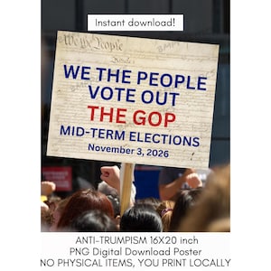 Manifesto di protesta "Noi, il popolo", design anti-Trump, per votare contro le elezioni di medio termine del GOP 2026 (download digitale PNG)