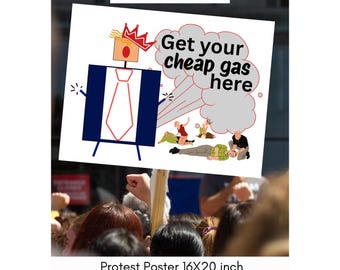 No Kings Cheap Gas: Anti-Trump Protest Humor Printable Poster Bundle (16x20 inch Digital Download)