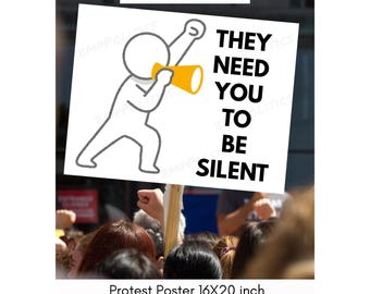 No Kings Protest Poster: Authoritarians Need Your Silence Digital Download (16x20 PNG
