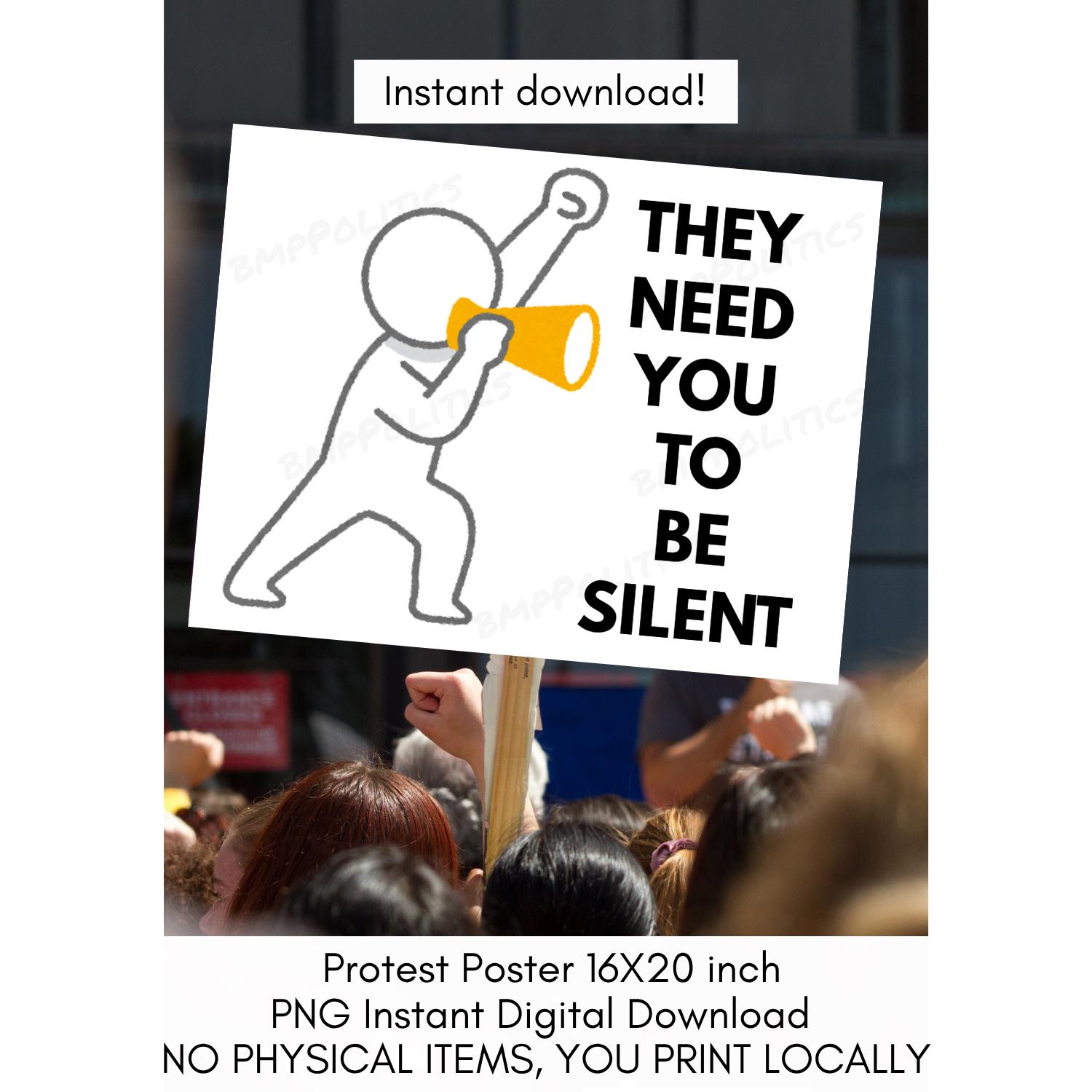 No Rights Outline No Kings Protest Poster: Authoritarians Need Your Silence Digital ...