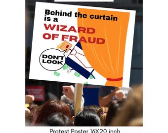 Protest Poster: Don't Look Behind the Curtain Corruption (Digital Download 16x20 PNG)