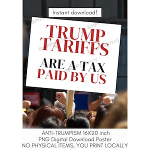 Anti-Trump-Protestplakat: Zölle sind Steuern – Druckbare PNG-Datei – Keine Könige (16 x 20 Zoll, digitaler Download)
