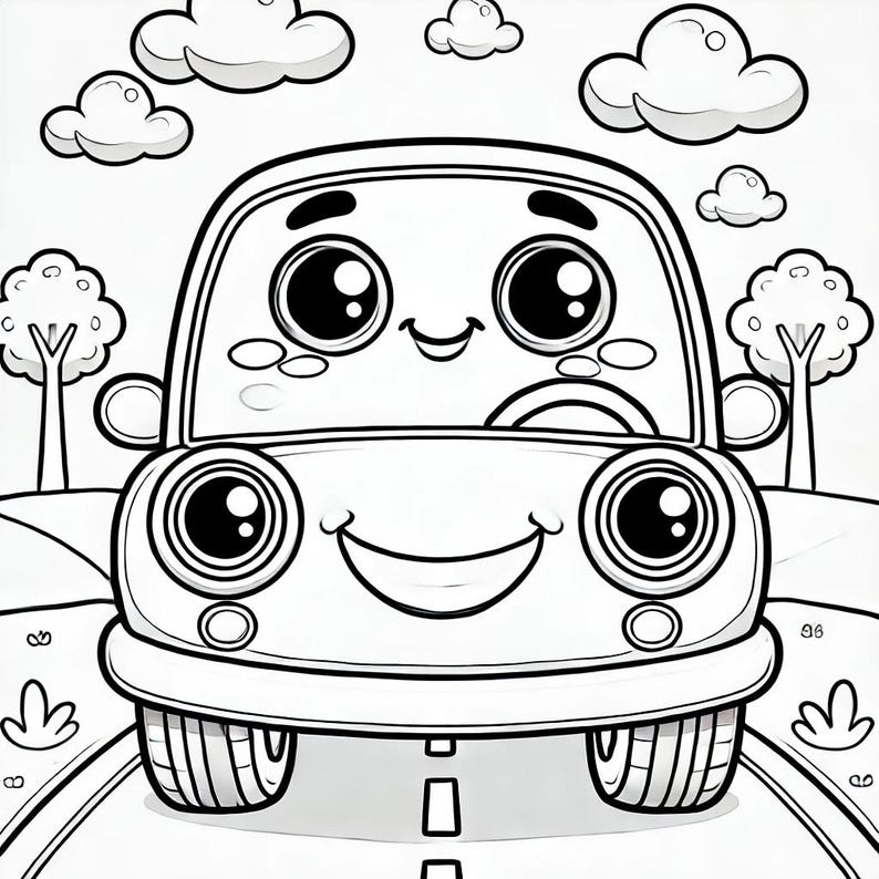 Cute Cars Coloring Book Pages for Kids - Etsy