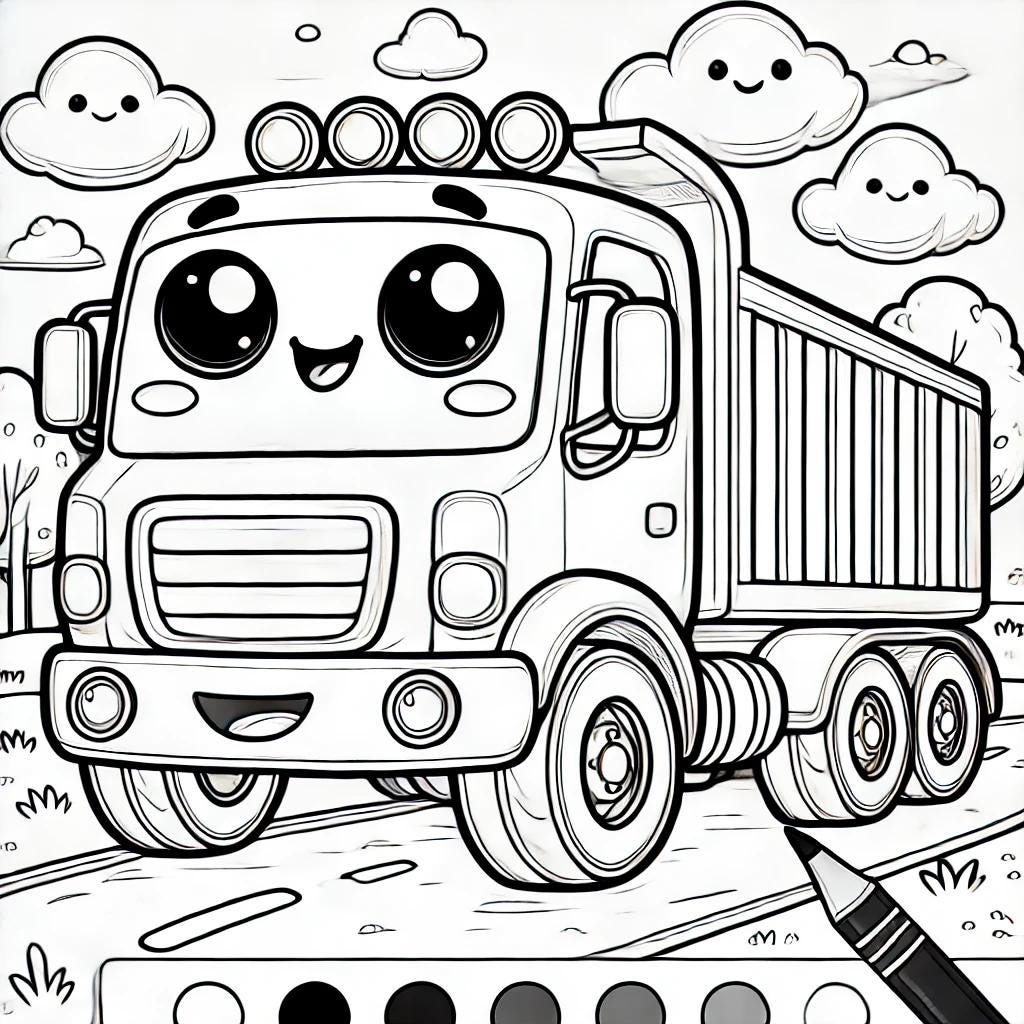 Cute Cars Coloring Book Pages for Kids - Etsy