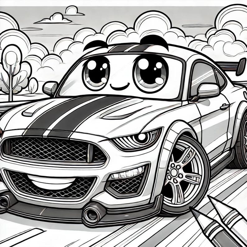 Cute Cars Coloring Book Pages for Kids - Etsy