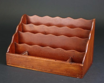 Antique Wooden Letter Tray - Desk Organizer