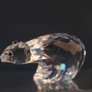 Vintage Swarovski Kristall-Eisbärfigur – Silberkristall – mit Originalverpackung