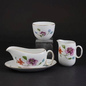 3-Delige Vintage Porseleinen Serveer Set - Sauskom - Melkkan - Schaaltje - Royal Worcester - Astley