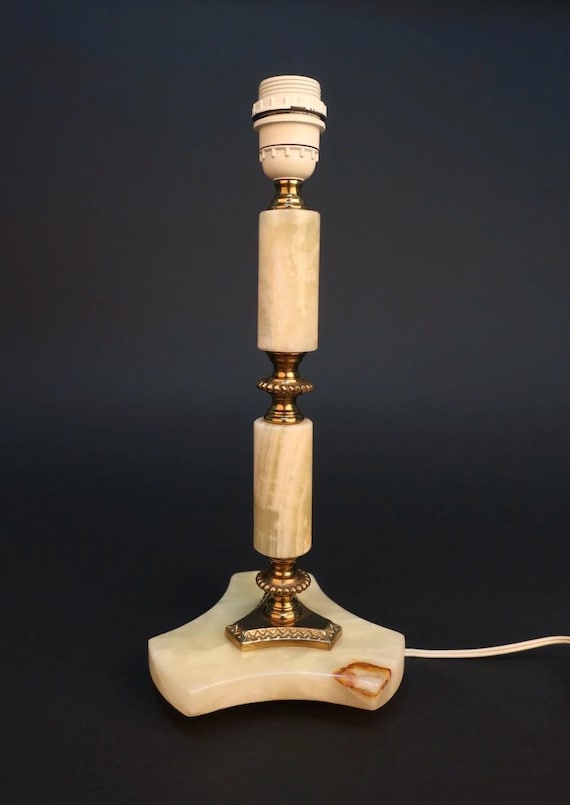 Vintage Onyx Lampenvoet - Messing Details