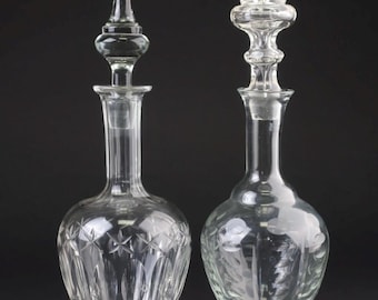 2-Piece Set of Vintage Glass Wine Decanters