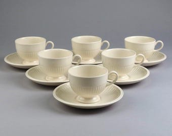 Set di 6 tazze in ceramica con piattini - Wedgwood Edme - Queen’s Ware