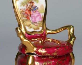 Vintage Limoges Porcelain Box – Armchair Shape