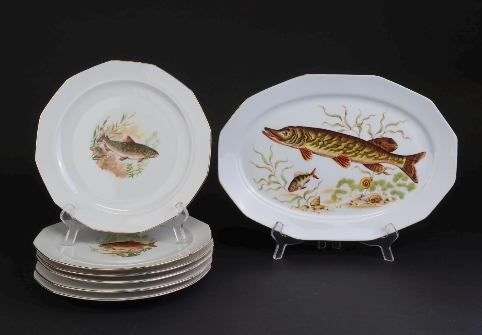 Vintage Bavaria Fish Plate Set - Etsy