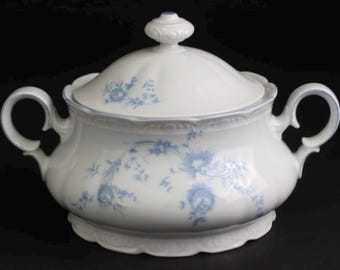 Piatto con coperchio in porcellana Mitterteich Bavaria - Rose blu