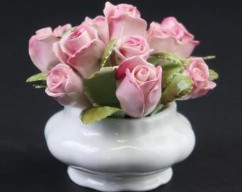 Vintage Royal Albert Porcelain Flower Arrangement Flowers of the month - June-Roses - Miniature