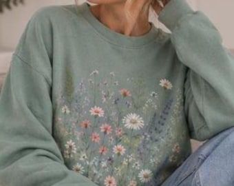Pressed Wildflower Bouquet Shirt Comfort Colors, Botanical Floral Tee Wildflowers Shirt Garden Lover Gift