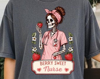 Berry Nurse Fall Shirt, Registered Nurse Tarot Card Shirt, Comfort Colors, Fall RN Tee, Funny Gift for Skeleton Nurse