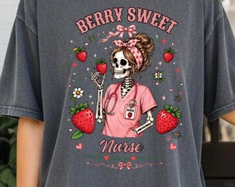 Berry Registered Nurse Tarot Card Shirt, Comfort Colors, Fall RN Tee, Funny Nursing Gift, Skeleton Nurse