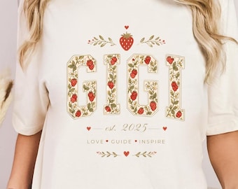 Floral Gigi Shirt, Gift for Grandma, Nana Shirt, New Grandma Gift, Granny Shirt, Strawberry Shirt
