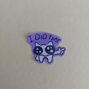 schattige kattensticker "i made this" / idee voor dagboeksticker / schattige kattensticker / links en rechts / door mensen gemaakt / niet-AI