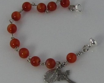 Amber Czech Glass Rosary Bracelet