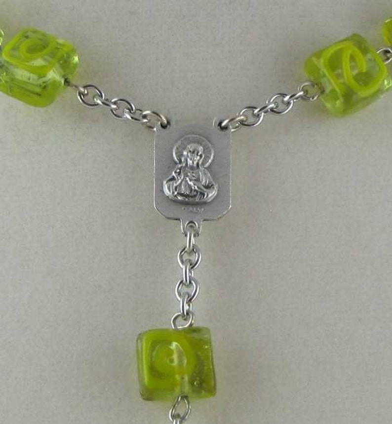 Yellow Lampwork Czech Glass Rosary image 4