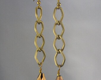 Gold Crystal Dangle Earrings