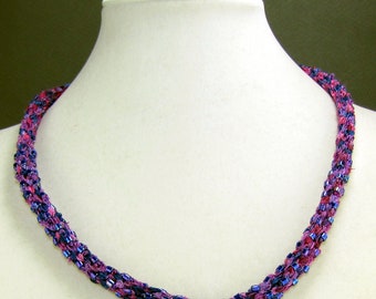 Pink and Blue Kumihimo Necklace