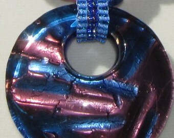 Blue and Pink Kumihimo Necklace with Murano Glass Pendant