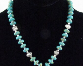 Mosaic Magnesite and Balinese Bead Necklace