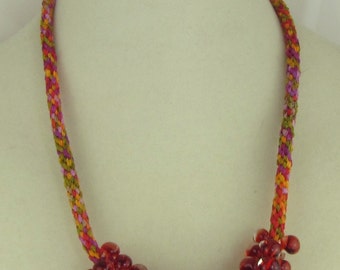 Bright Summer Red Kumihimo Necklace