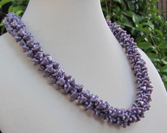 Lavender Flower Kumihimo Necklace