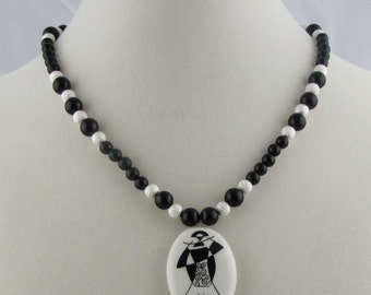 Woman in Poncho Onyx Necklace