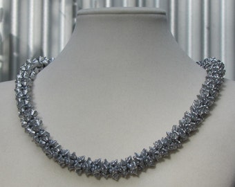 Silver Flower Kumihimo Necklace