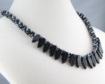 Black Leaf Kumihimo Necklace