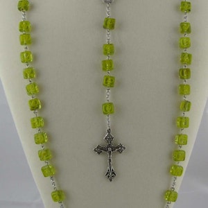 Yellow Lampwork Czech Glass Rosary 画像 2